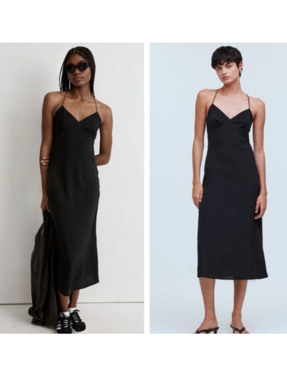 Madewell Layton Midi Slip Dress True Black Size 4 NWT V-Neck Cami